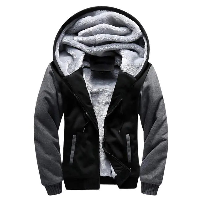 Men's Color Block Hooded Zip-Up Sweatshirt Jacket