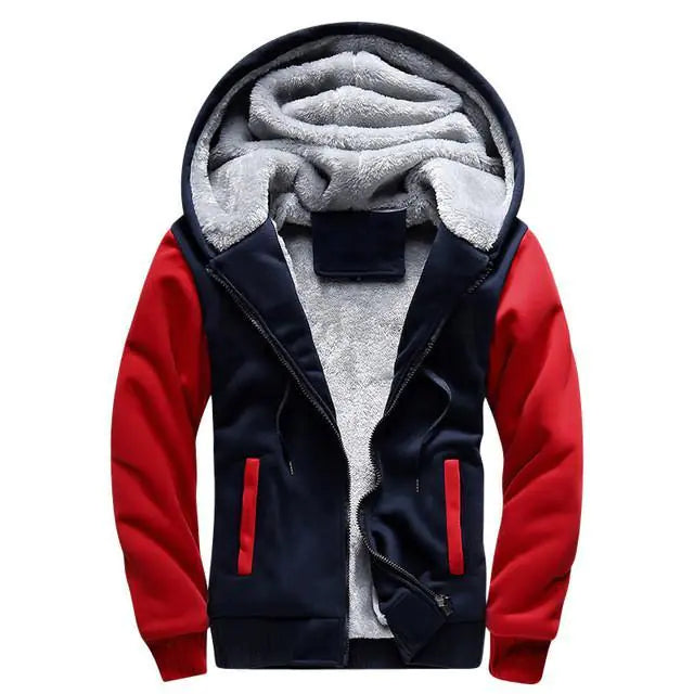 Men's Color Block Hooded Zip-Up Sweatshirt Jacket